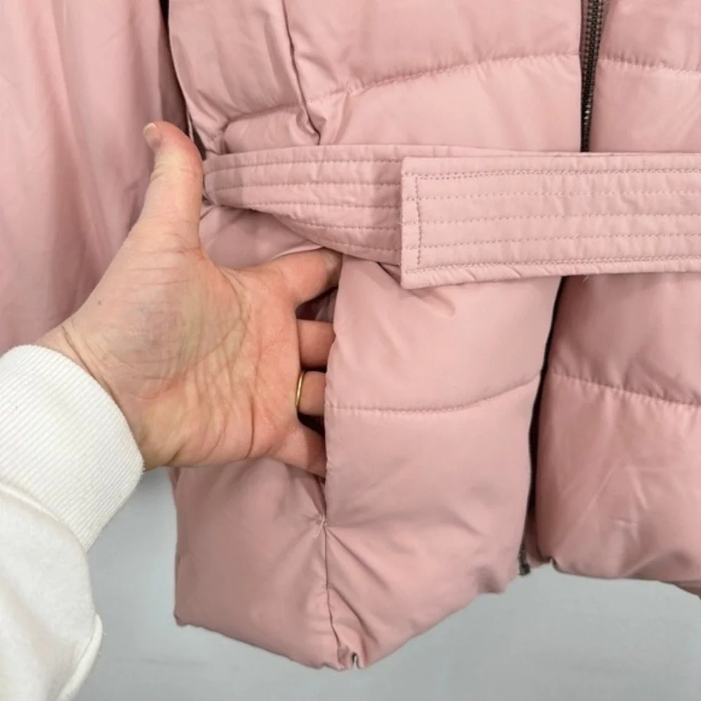 Abercrombie Kids Girls Pink Puffer Coat Belted‎ Hooded Winter Size 14